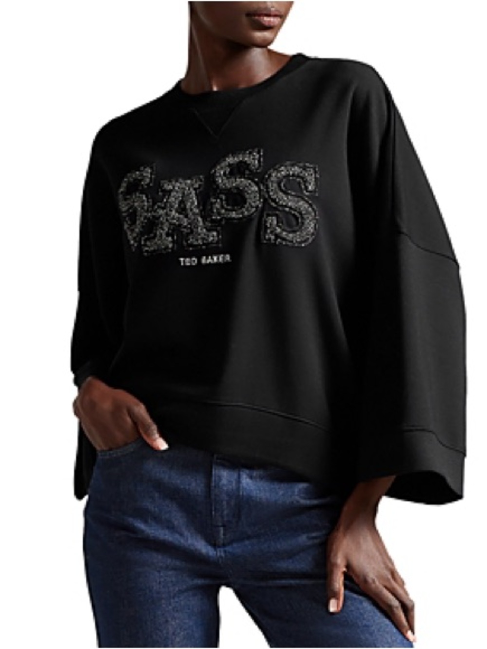 Ted Baker Black Embellished 'SASS' Crewneck Sweatshirt